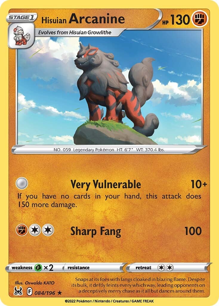 Hisuian Arcanine (084/196) (Theme Deck Exclusive) [Sword & Shield: Lost Origin] | Enigma On Main