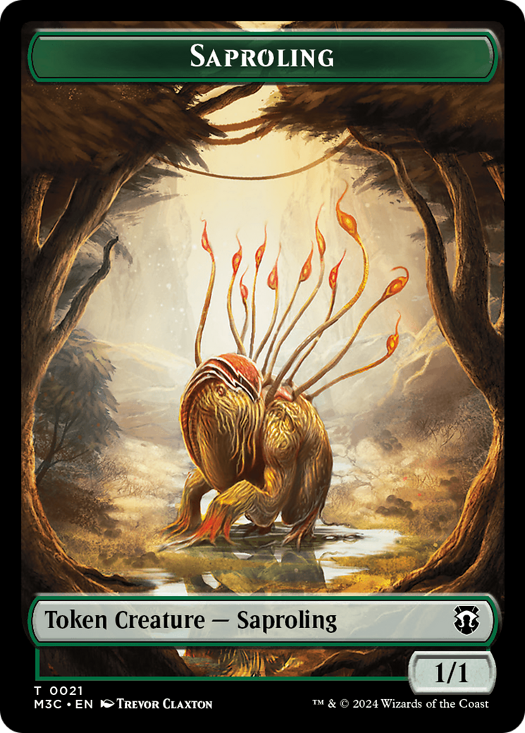 Tarmogoyf (Ripple Foil) // Saproling Double-Sided Token [Modern Horizons 3 Commander Tokens] | Enigma On Main