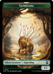 Tarmogoyf (Ripple Foil) // Saproling Double-Sided Token [Modern Horizons 3 Commander Tokens] | Enigma On Main