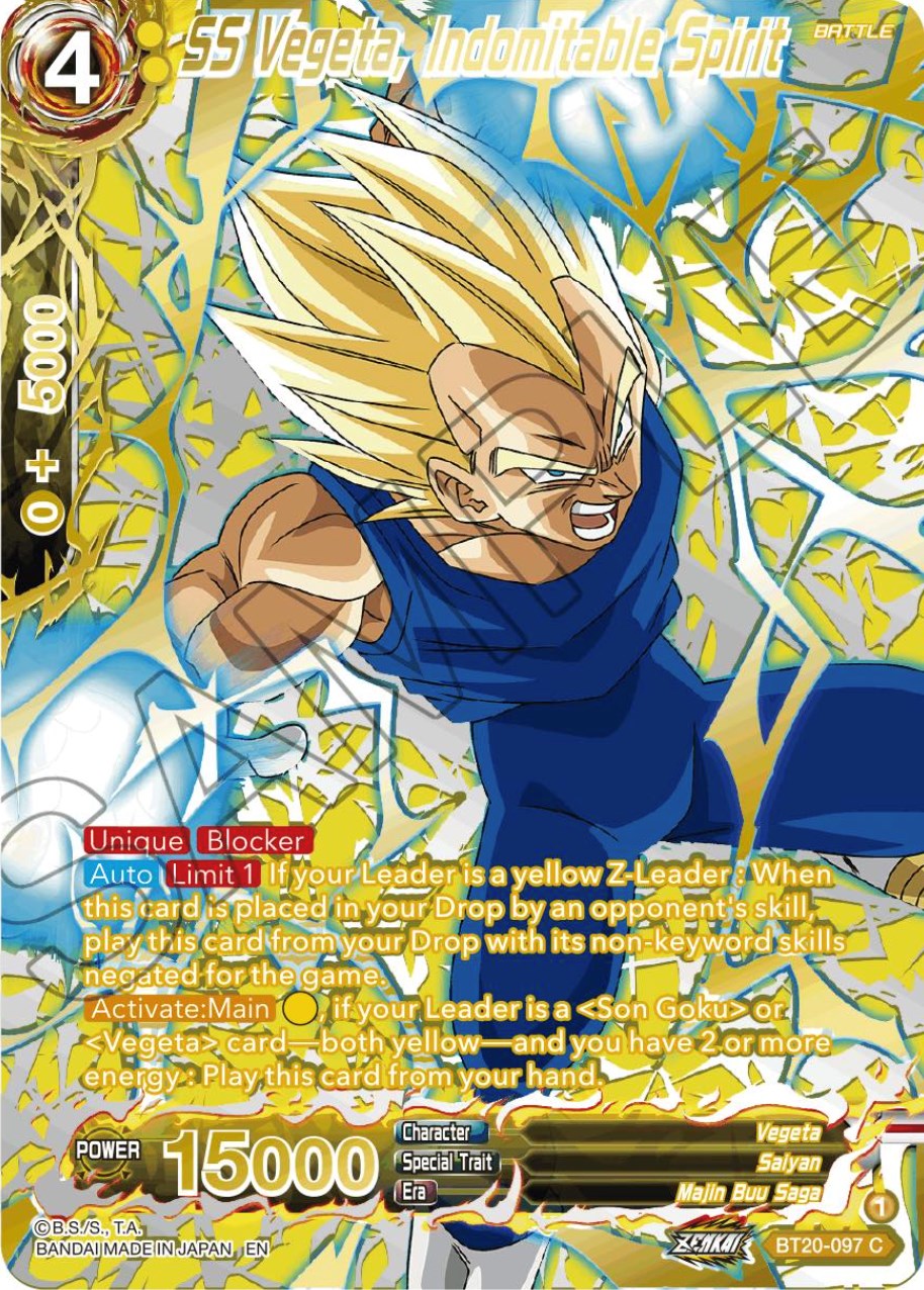 SS Vegeta, Indomitable Spirit (Gold-Stamped) (BT20-097) [Power Absorbed] | Enigma On Main