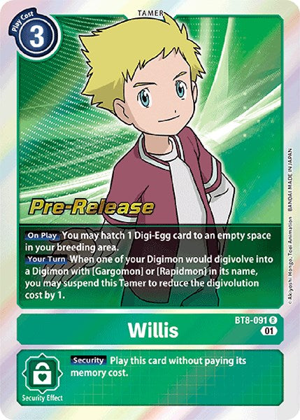 Willis [BT8-091] [New Awakening Pre-Release Cards] | Enigma On Main