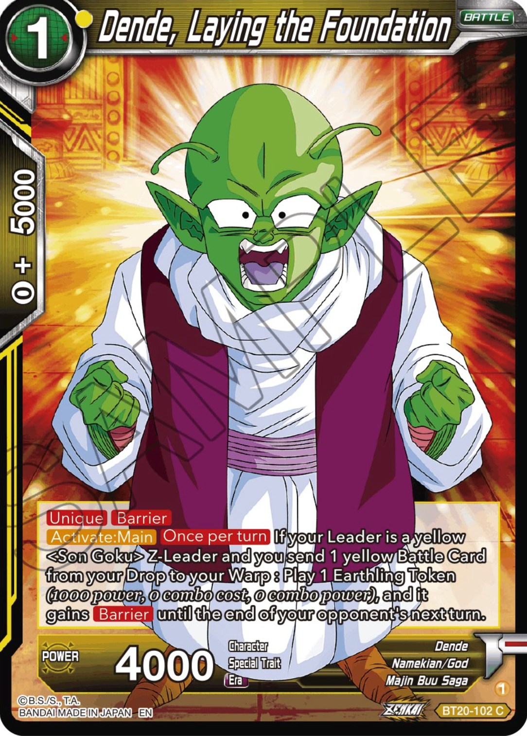 Dende, Laying the Foundation (BT20-102) [Power Absorbed] | Enigma On Main