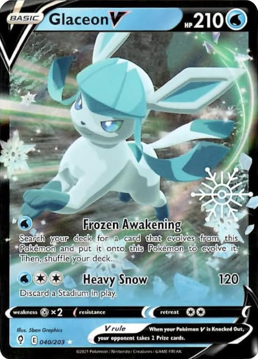 Glaceon V (040/203) (Holiday Calendar) [Sword & Shield: Evolving Skies] | Enigma On Main