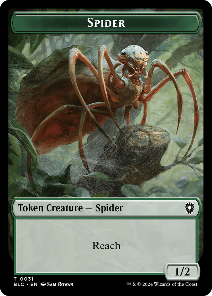 Spider // Blood Double-Sided Token [Bloomburrow Commander Tokens] | Enigma On Main