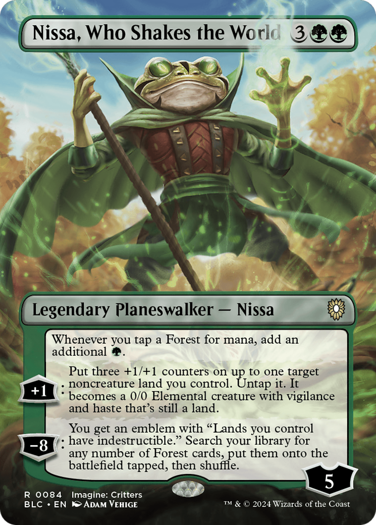 Nissa, Who Shakes the World (Borderless) [Bloomburrow Commander] | Enigma On Main