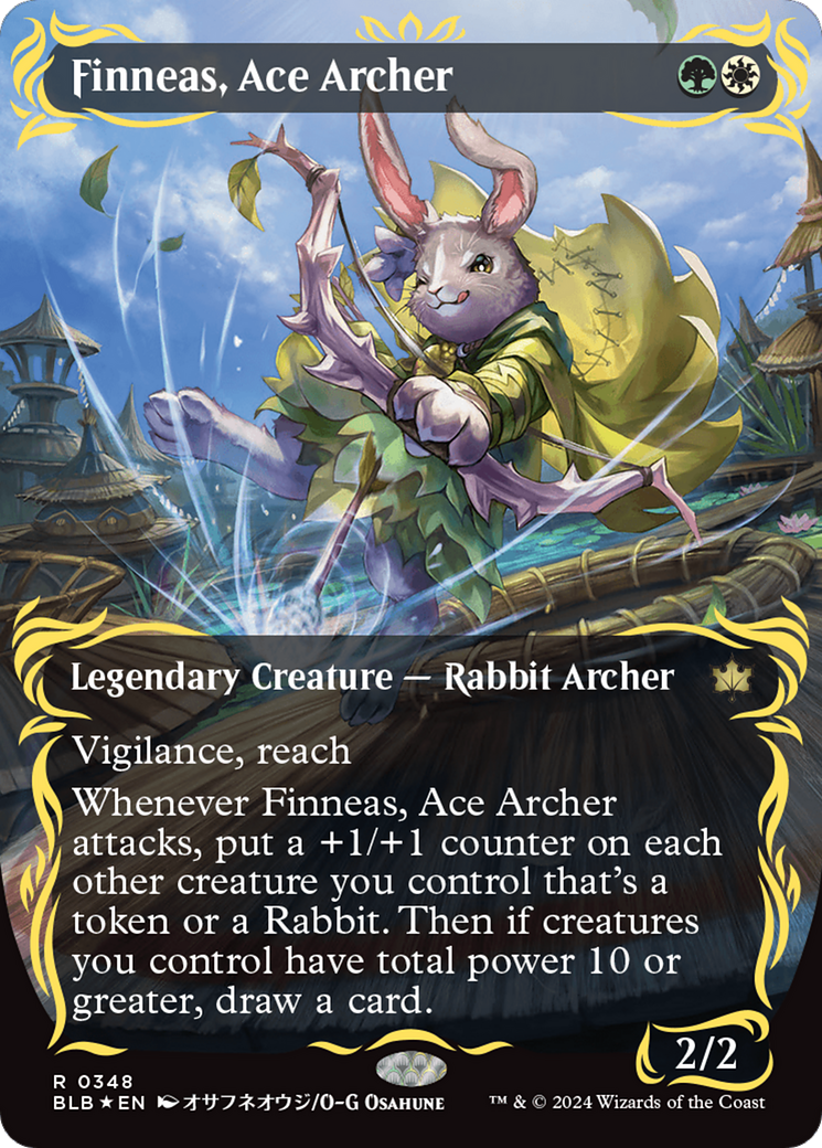 Finneas, Ace Archer (Borderless) (Raised Foil) [Bloomburrow] | Enigma On Main