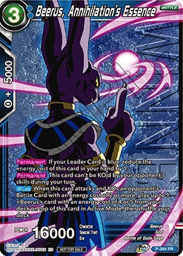 Beerus, Annihilation's Essence (Tournament Pack Vol. 8) (Winner) (P-384) [Tournament Promotion Cards] | Enigma On Main