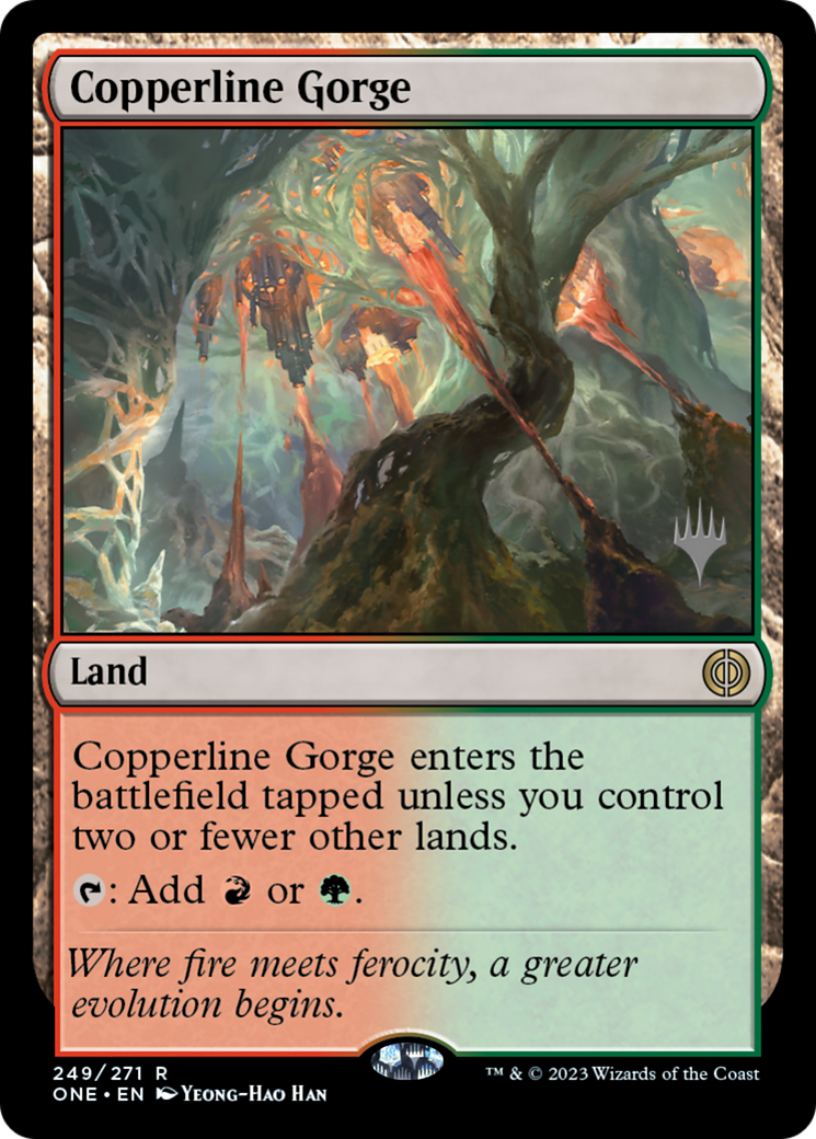 Copperline Gorge (Promo Pack) [Phyrexia: All Will Be One Promos] | Enigma On Main