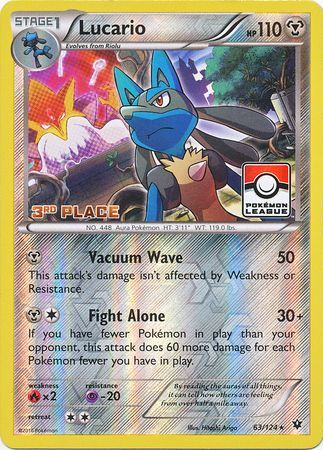 Lucario (63/124) (League Promo 3rd Place) [XY: Fates Collide] | Enigma On Main