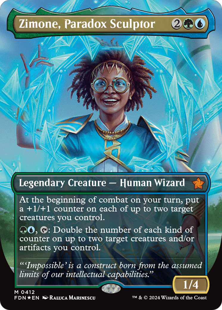 Zimone, Paradox Sculptor (Borderless) (Mana Foil) [Foundations] | Enigma On Main