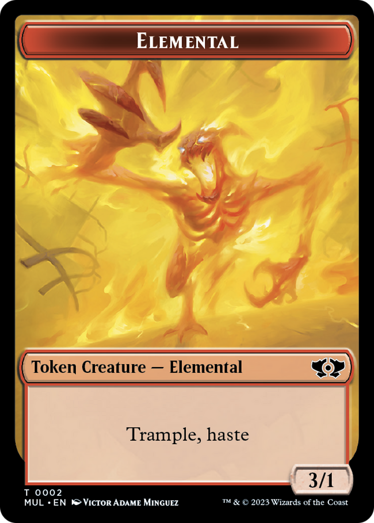 Elemental (2) // Teferi Akosa of Zhalfir Emblem Double-Sided Token [March of the Machine Tokens] | Enigma On Main