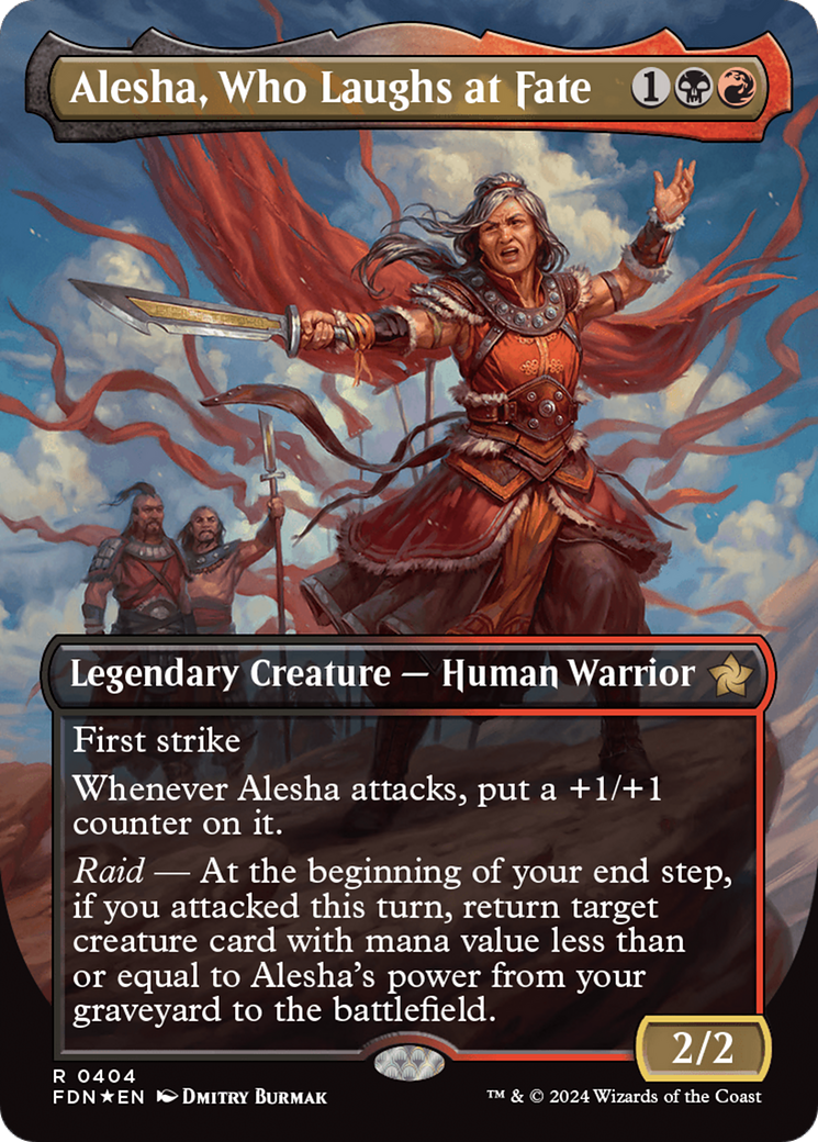 Alesha, Who Laughs at Fate (Borderless) (Mana Foil) [Foundations] | Enigma On Main