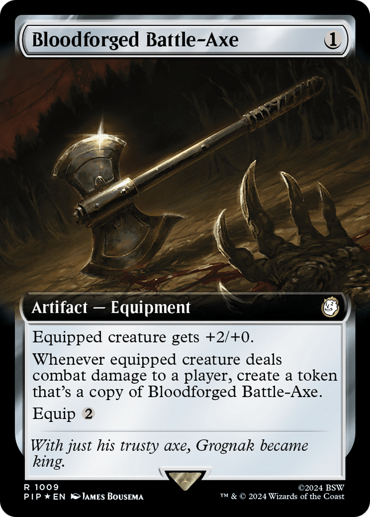 Bloodforged Battle-Axe (Extended Art) (Surge Foil) [Fallout] | Enigma On Main