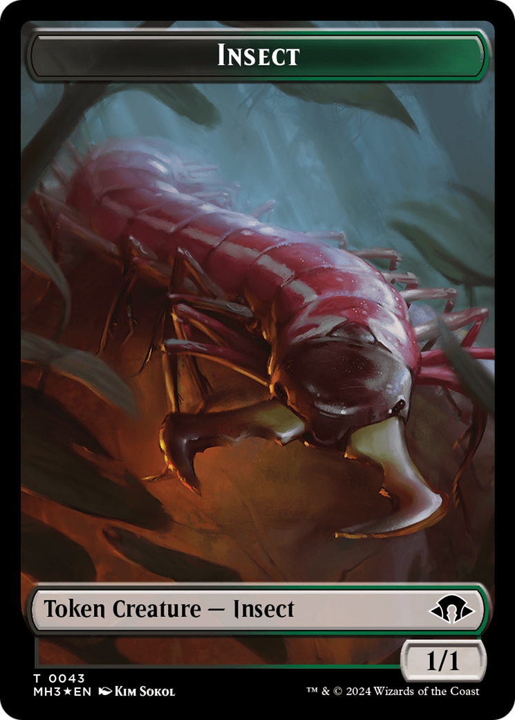 Insect (0043) (Ripple Foil) // Zombie Double-Sided Token [Modern Horizons 3 Tokens] | Enigma On Main