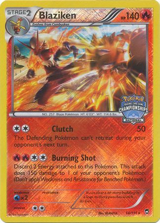 Blaziken (14/111) (National Championship Promo) [XY: Furious Fists] | Enigma On Main