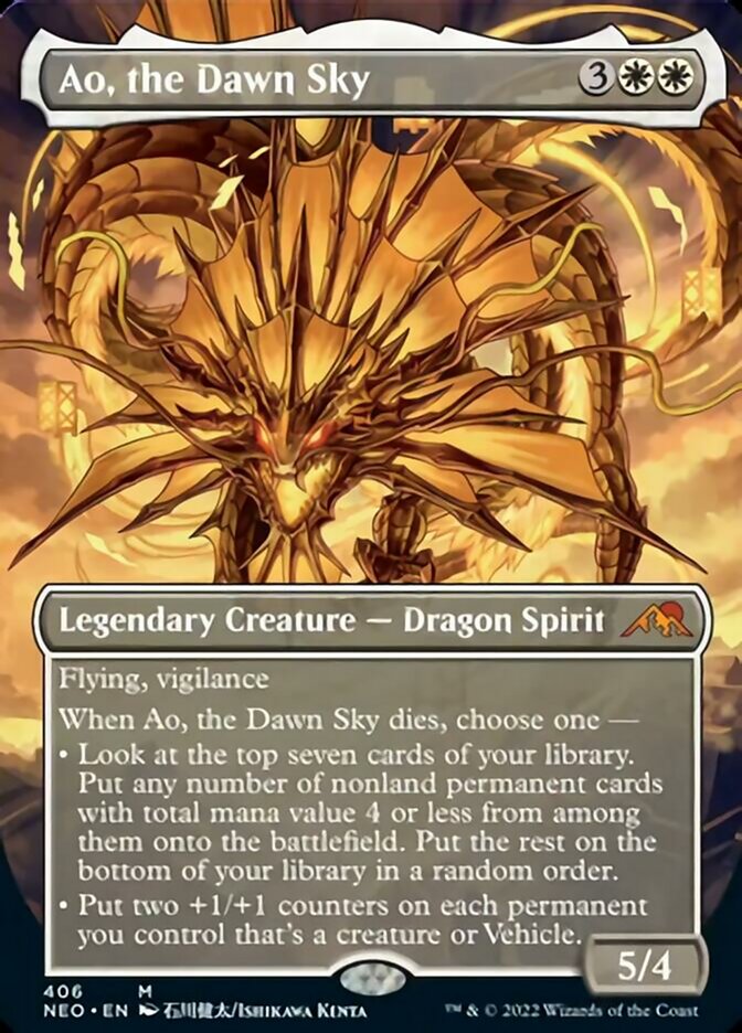 Ao, the Dawn Sky (Borderless Alternate Art) [Kamigawa: Neon Dynasty] | Enigma On Main