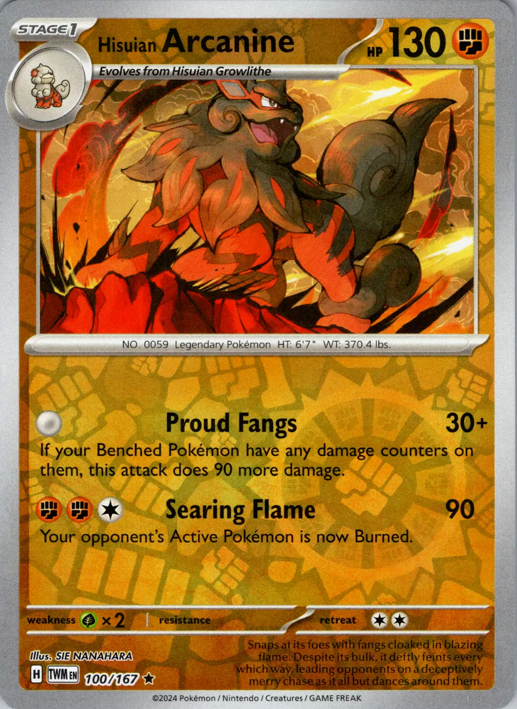 Hisuian Arcanine (100/167) [Scarlet & Violet: Twilight Masquerade] | Enigma On Main