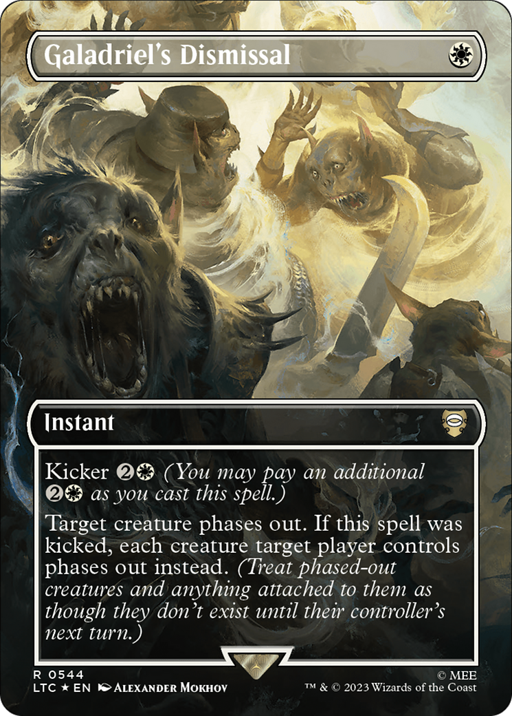 Galadriel's Dismissal (Borderless) (Surge Foil) [The Lord of the Rings: Tales of Middle-Earth Commander] | Enigma On Main