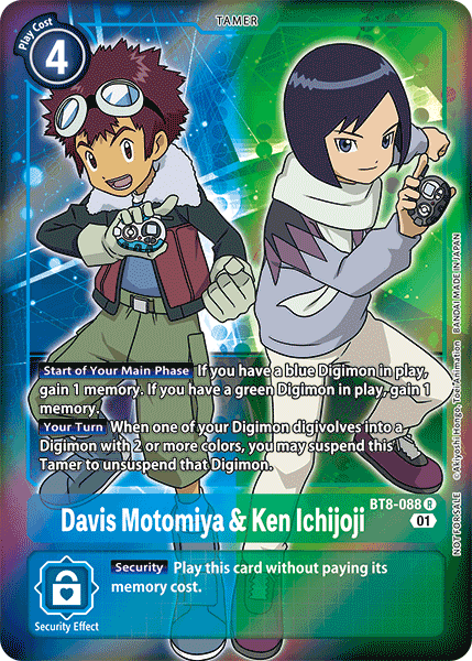 Davis Motomiya & Ken Ichijoji [BT8-088] (Alternative Art - Box Topper) [New Awakening] | Enigma On Main