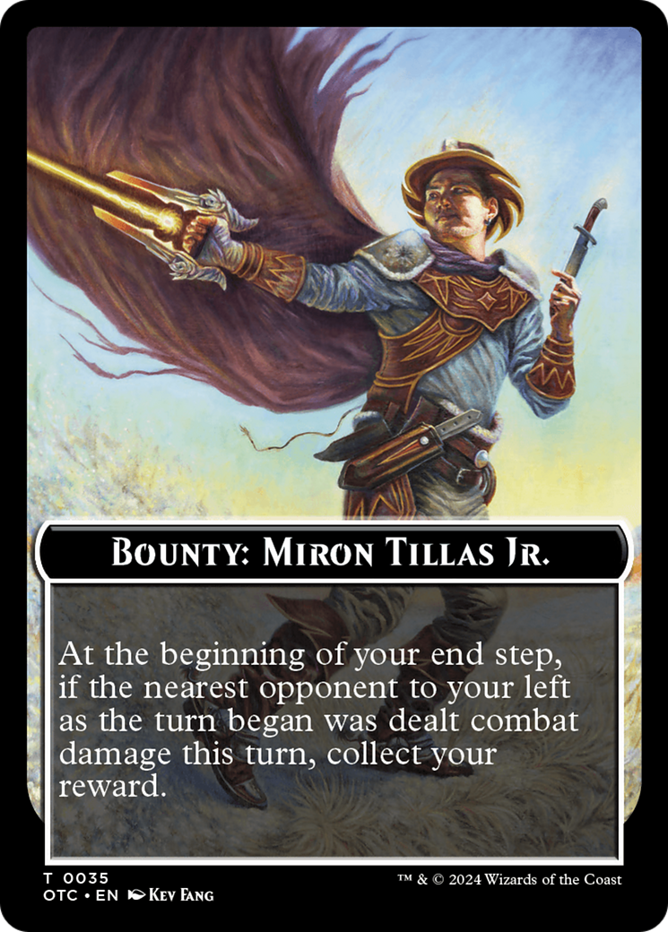 Bounty: Miron Tillas Jr. // Bounty Rules Double-Sided Token [Outlaws of Thunder Junction Commander Tokens] | Enigma On Main