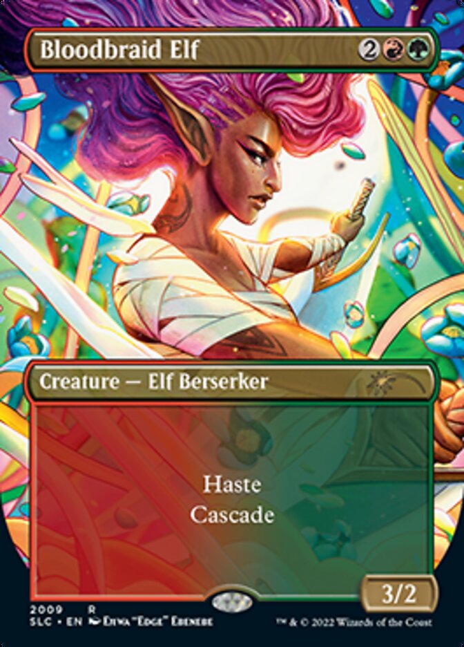 Bloodbraid Elf (Borderless Alternate Art) [Secret Lair Countdown Kit] | Enigma On Main