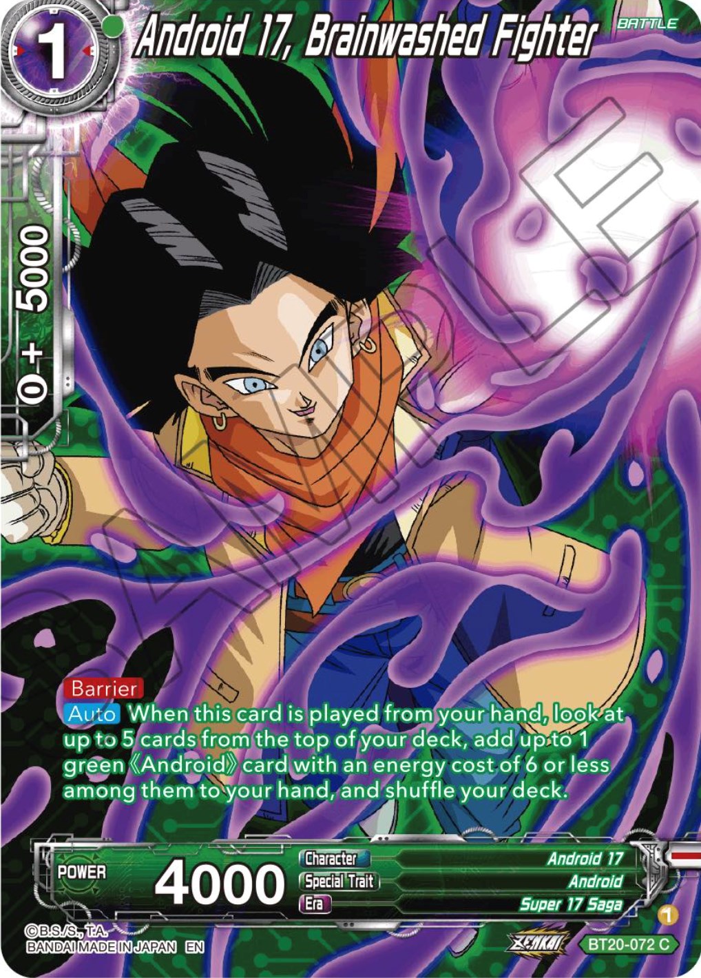 Android 17, Brainwashed Fighter (Silver Foil) (BT20-072) [Power Absorbed] | Enigma On Main