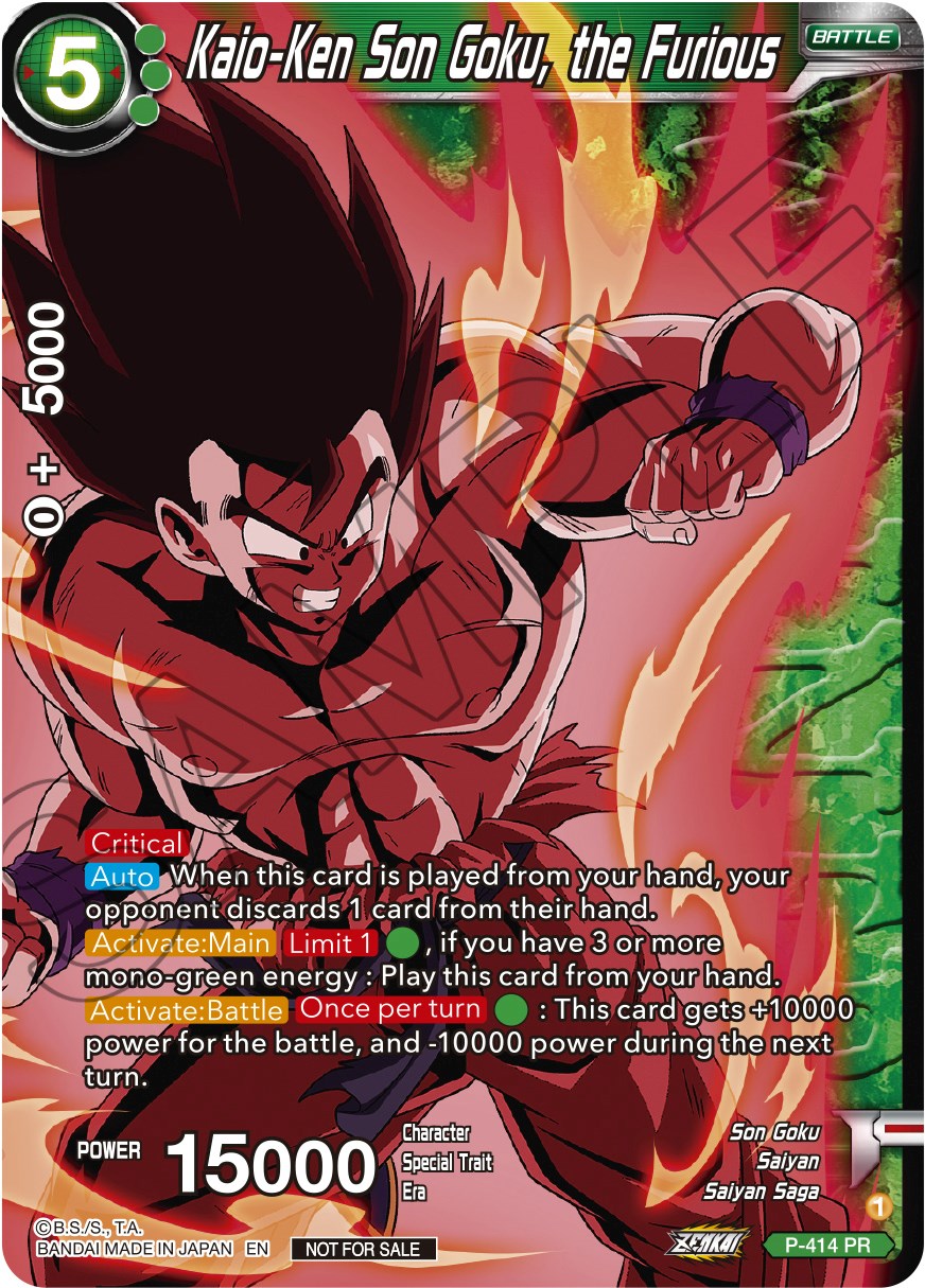 Kaio-Ken Son Goku, the Furious (Zenkai Series Tournament Pack Vol.1 Winner) (P-414) [Tournament Promotion Cards] | Enigma On Main