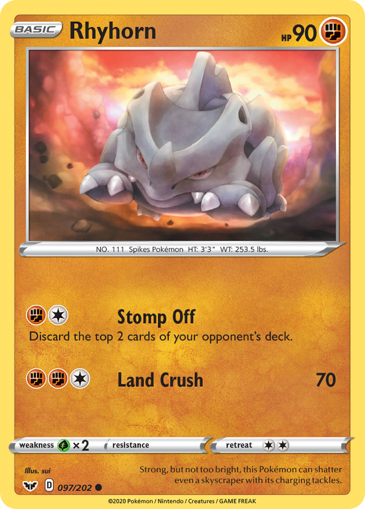 Rhyhorn (097/202) [Sword & Shield: Base Set] | Enigma On Main