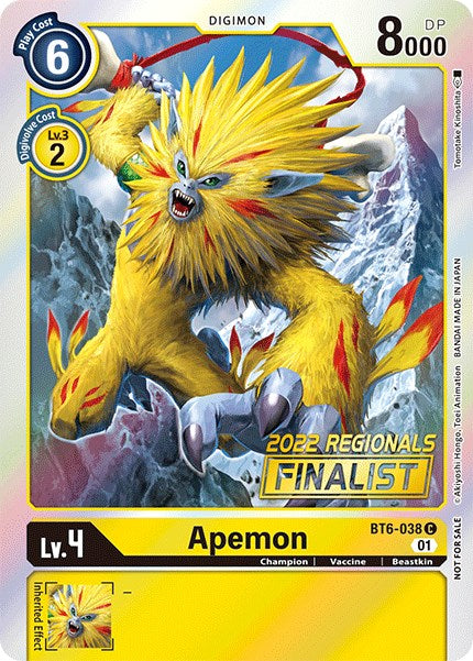 Apemon [BT6-038] (2022 Championship Online Regional) (Online Finalist) [Double Diamond Promos] | Enigma On Main