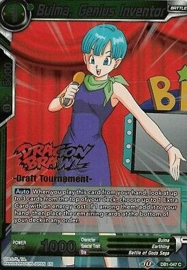 Bulma, Genius Inventor (Dragon Brawl Draft Tournament Gold Stamped) (DB1-047) [Promotion Cards] | Enigma On Main