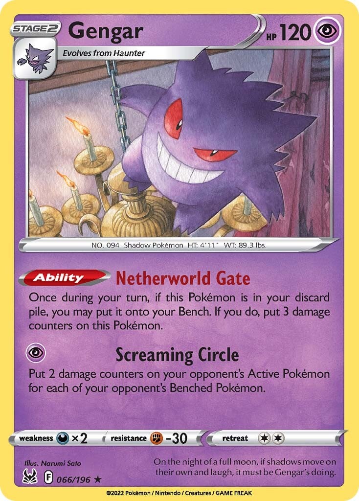 Gengar (066/196) (Theme Deck Exclusive) [Sword & Shield: Lost Origin] | Enigma On Main