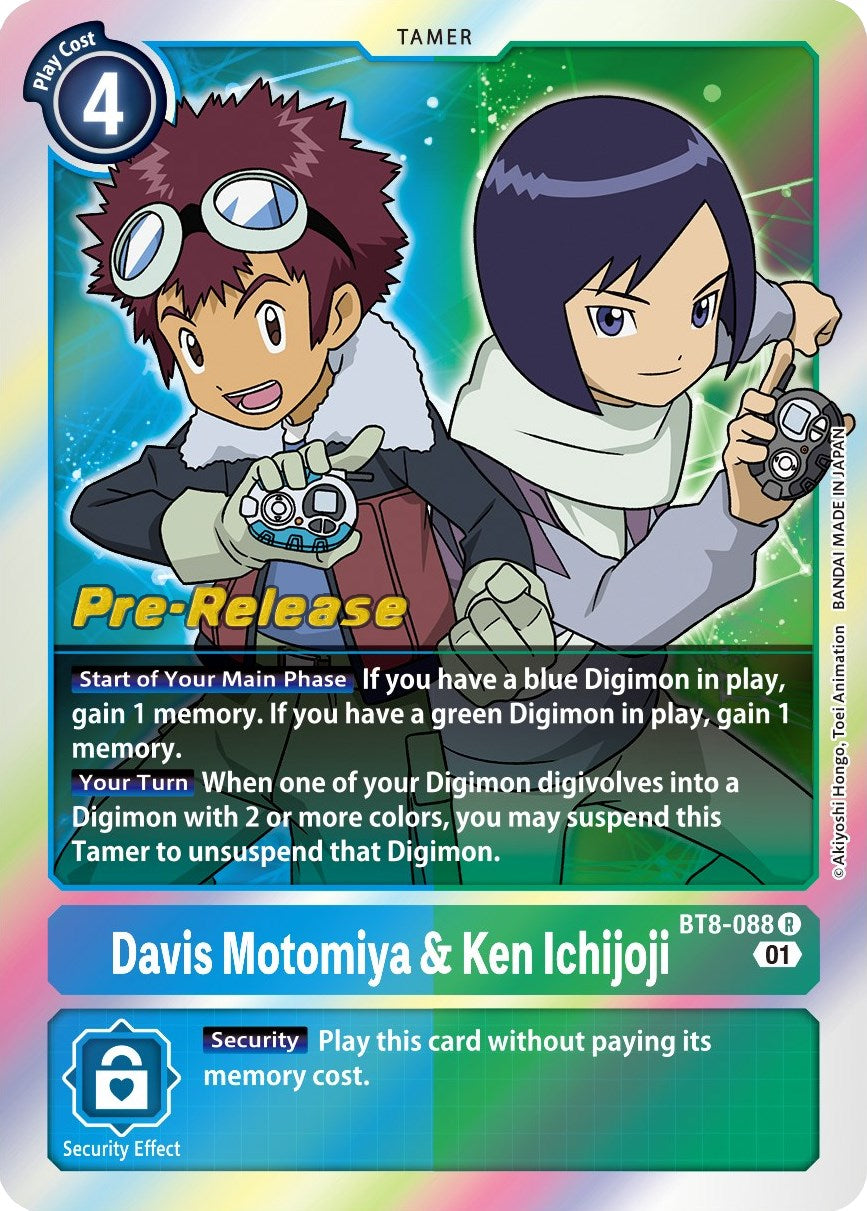 Davis Motomiya & Ken Ichijoji [BT8-088] [New Awakening Pre-Release Cards] | Enigma On Main