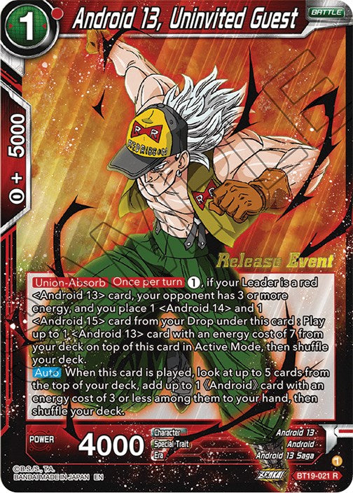 Android 13, Uninvited Guest (Fighter's Ambition Holiday Pack) (BT19-021) [Tournament Promotion Cards] | Enigma On Main