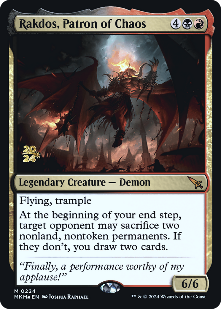 Rakdos, Patron of Chaos [Murders at Karlov Manor Prerelease Promos] | Enigma On Main