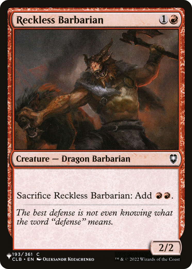 Reckless Barbarian [The List Reprints] | Enigma On Main