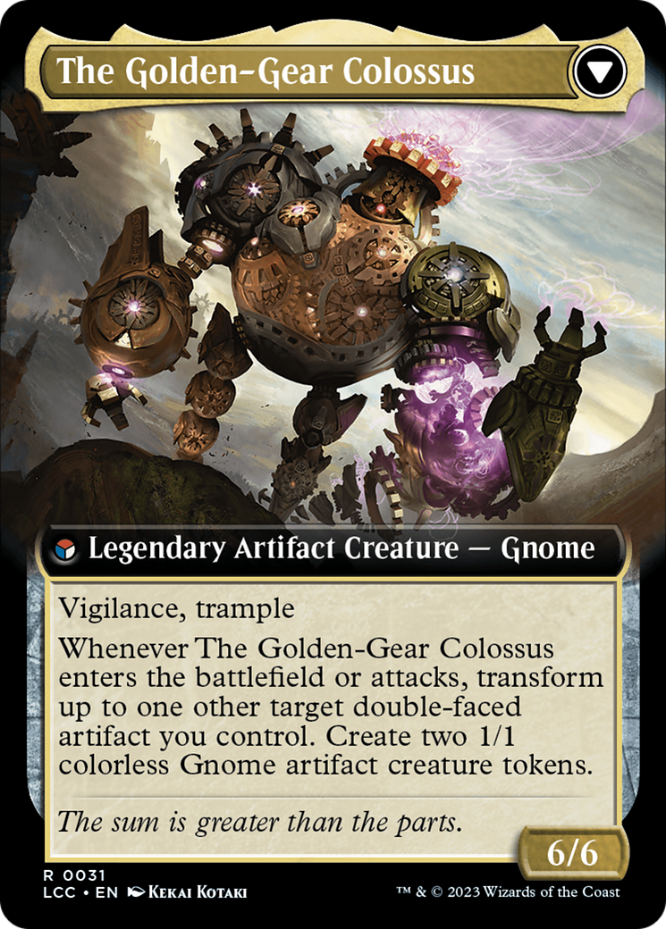 Tetzin, Gnome Champion // The Golden-Gear Colossus (Extended Art) [The Lost Caverns of Ixalan Commander] | Enigma On Main