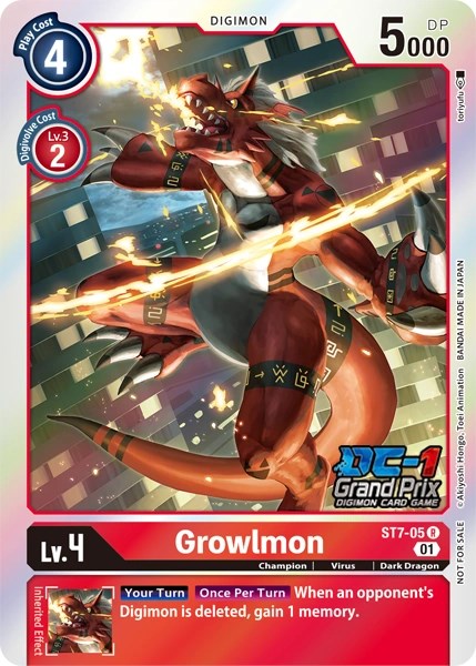 Growlmon [ST7-05] (DC-1 2022 Stamped) [Starter Deck: Gallantmon Promos] | Enigma On Main