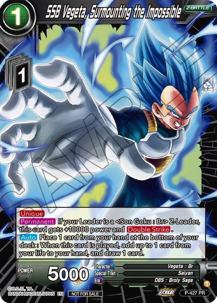 SSB Vegeta, Surmounting the Impossible (P-427) [Promotion Cards] | Enigma On Main