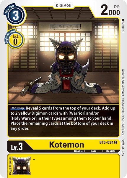 Kotemon [BT5-034] (Tamer Party Vol. 5) [Battle of Omni Promos] | Enigma On Main