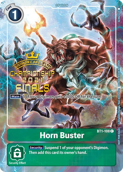 Horn Buster [BT1-108] (2021 Championship Finals Tamer's Evolution Pack) [Release Special Booster Promos] | Enigma On Main