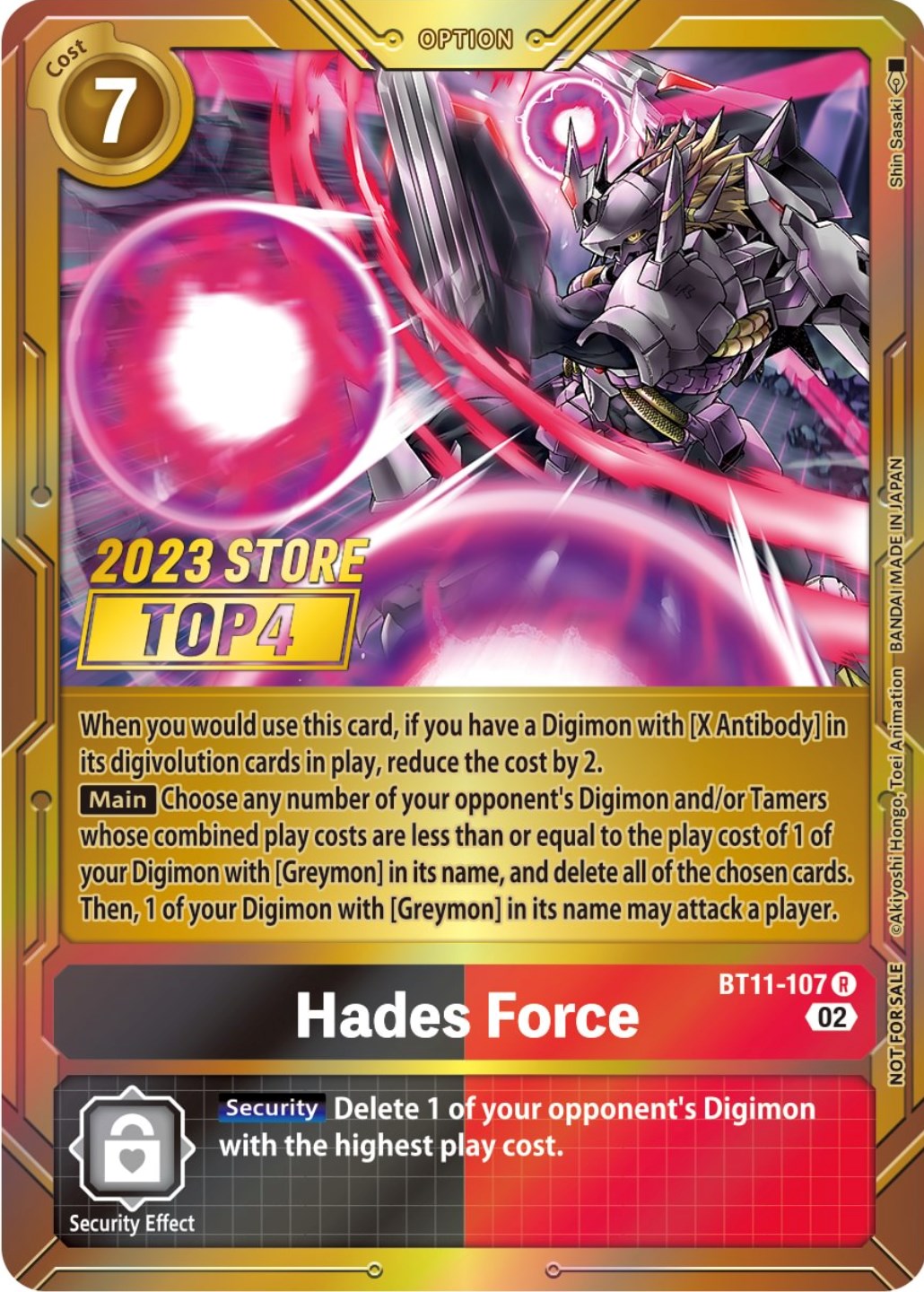 Hades Force [BT11-107] (2023 Store Top 4) [Dimensional Phase Promos] | Enigma On Main