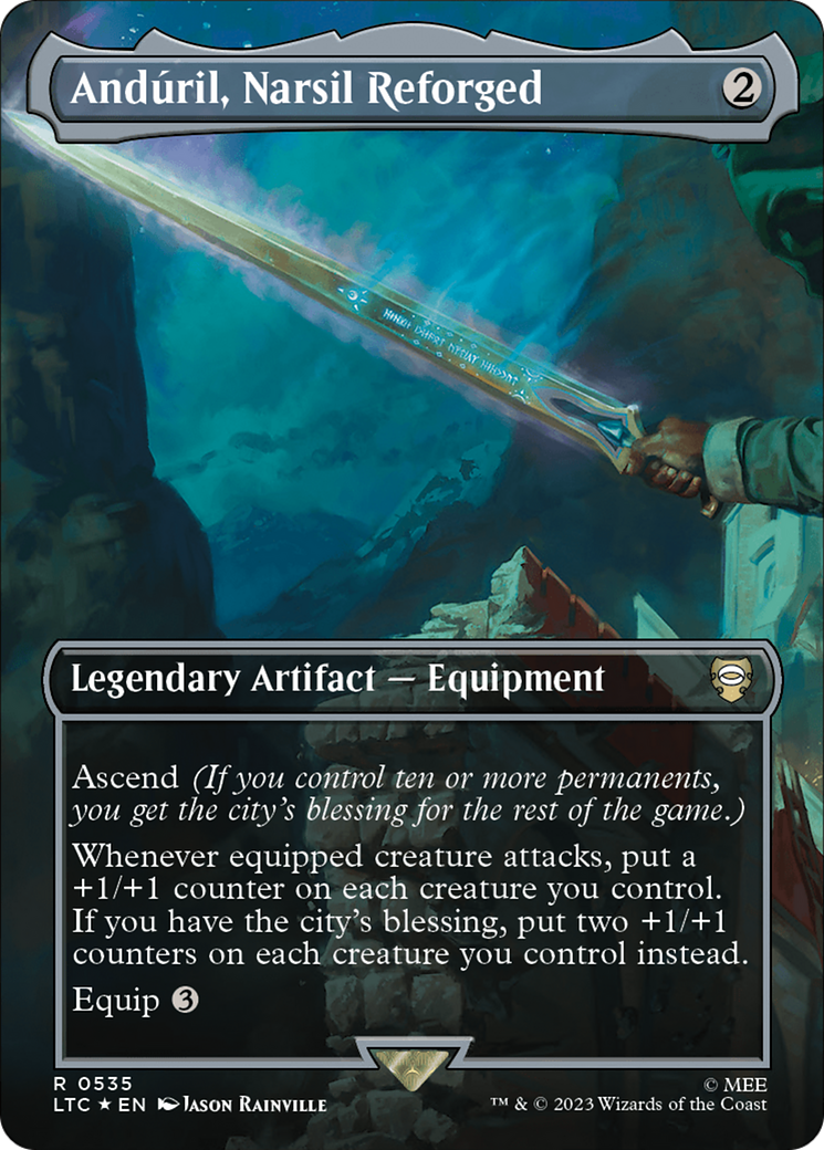 Anduril, Narsil Reforged (Borderless) (Surge Foil) [The Lord of the Rings: Tales of Middle-Earth Commander] | Enigma On Main