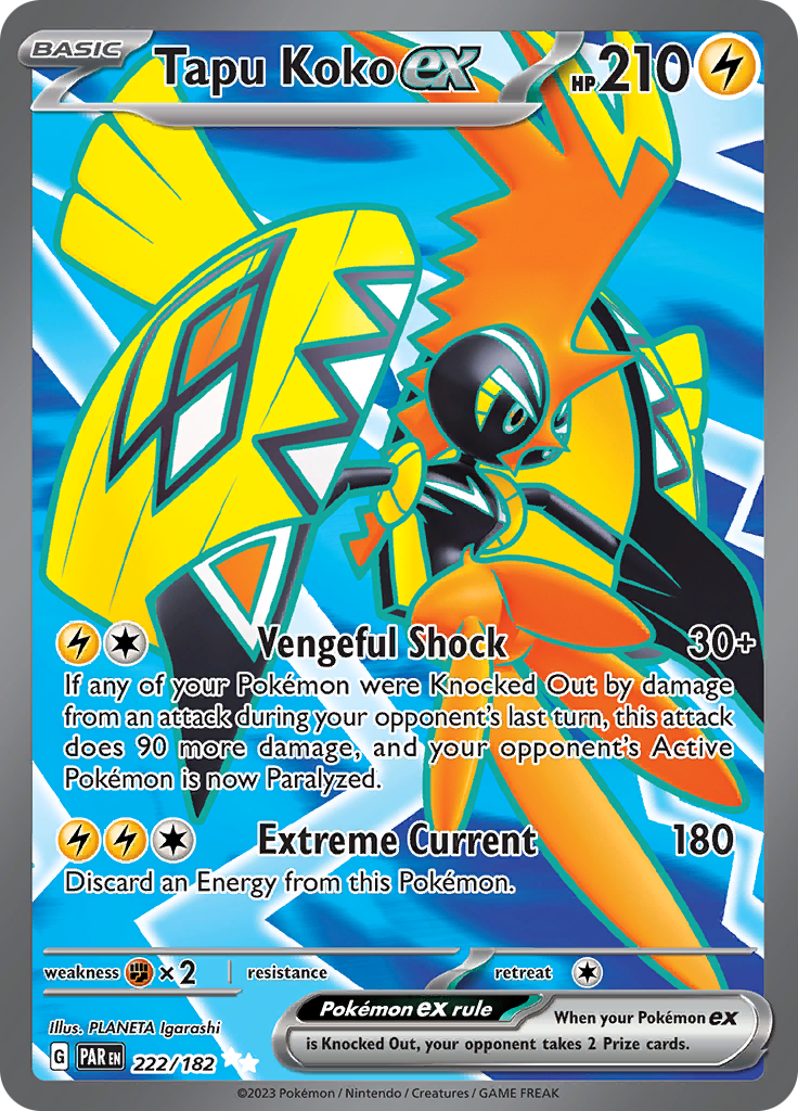 Tapu Koko ex (222/182) [Scarlet & Violet: Paradox Rift] | Enigma On Main