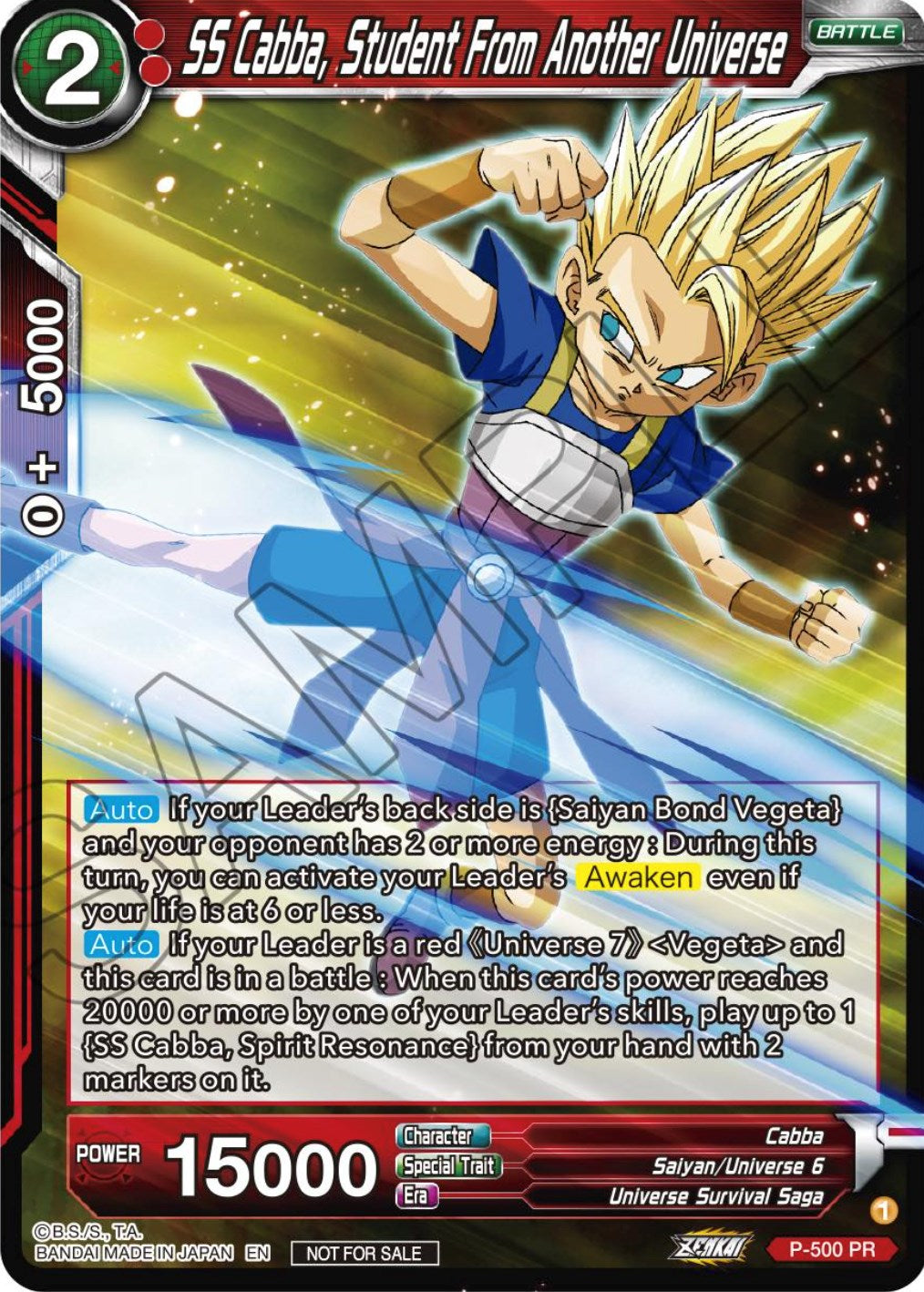 SS Cabba, Student From Another Universe (Zenkai Series Tournament Pack Vol.4) (P-500) [Tournament Promotion Cards] | Enigma On Main