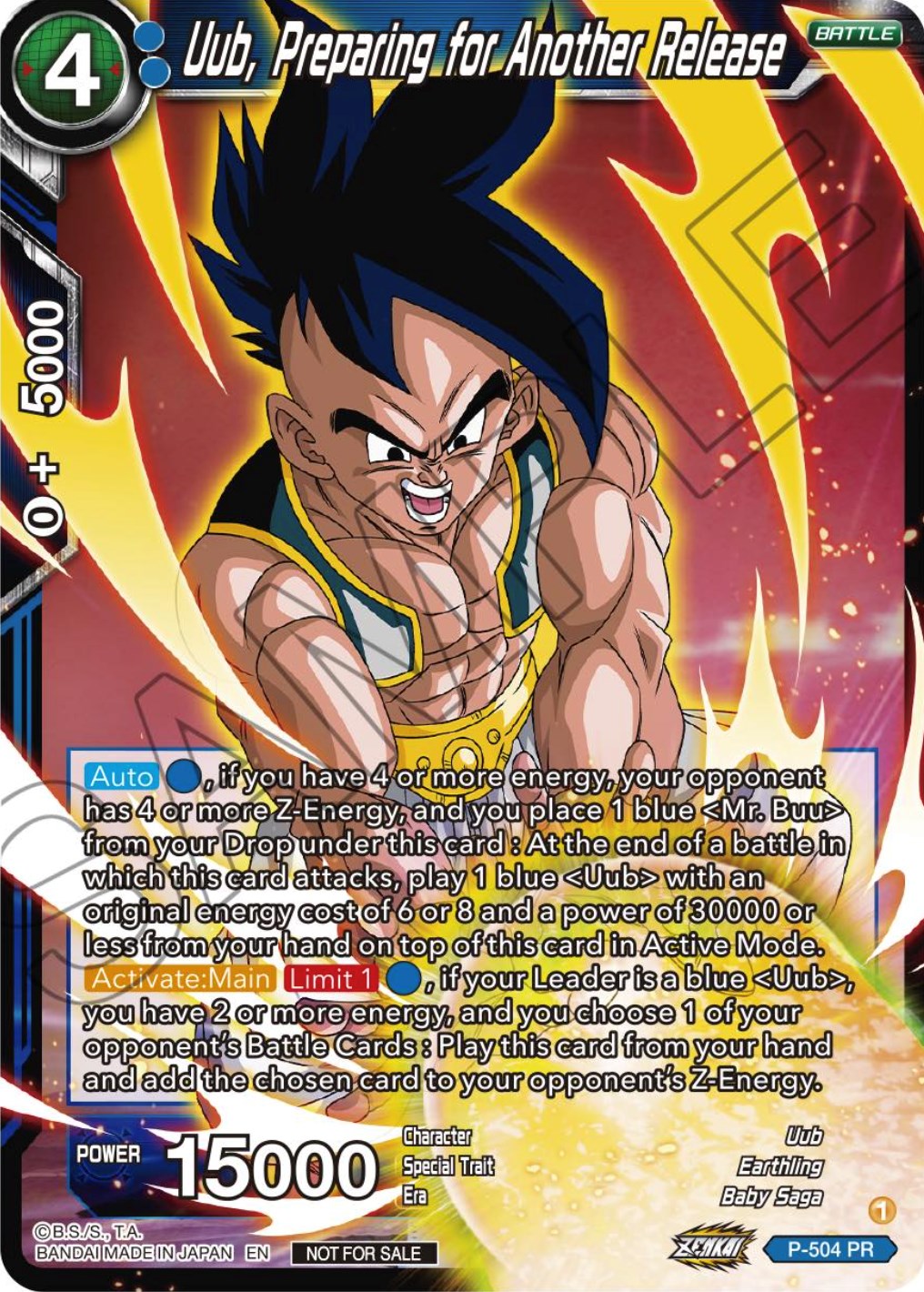 Uub, Preparing for Another Release (Zenkai Series Tournament Pack Vol.4) (P-504) [Tournament Promotion Cards] | Enigma On Main