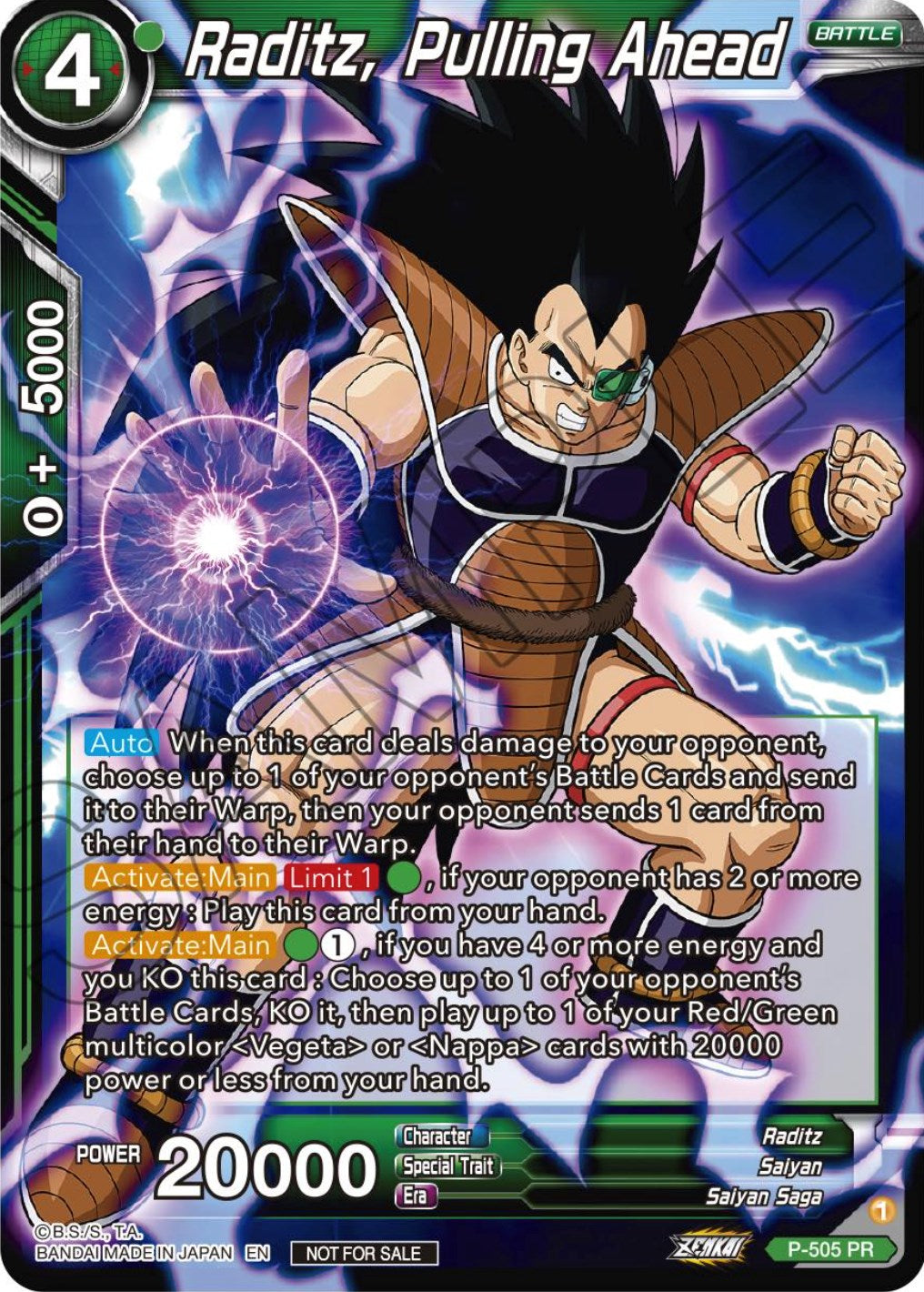 Raditz, Pulling Ahead (Zenkai Series Tournament Pack Vol.4) (P-505) [Tournament Promotion Cards] | Enigma On Main