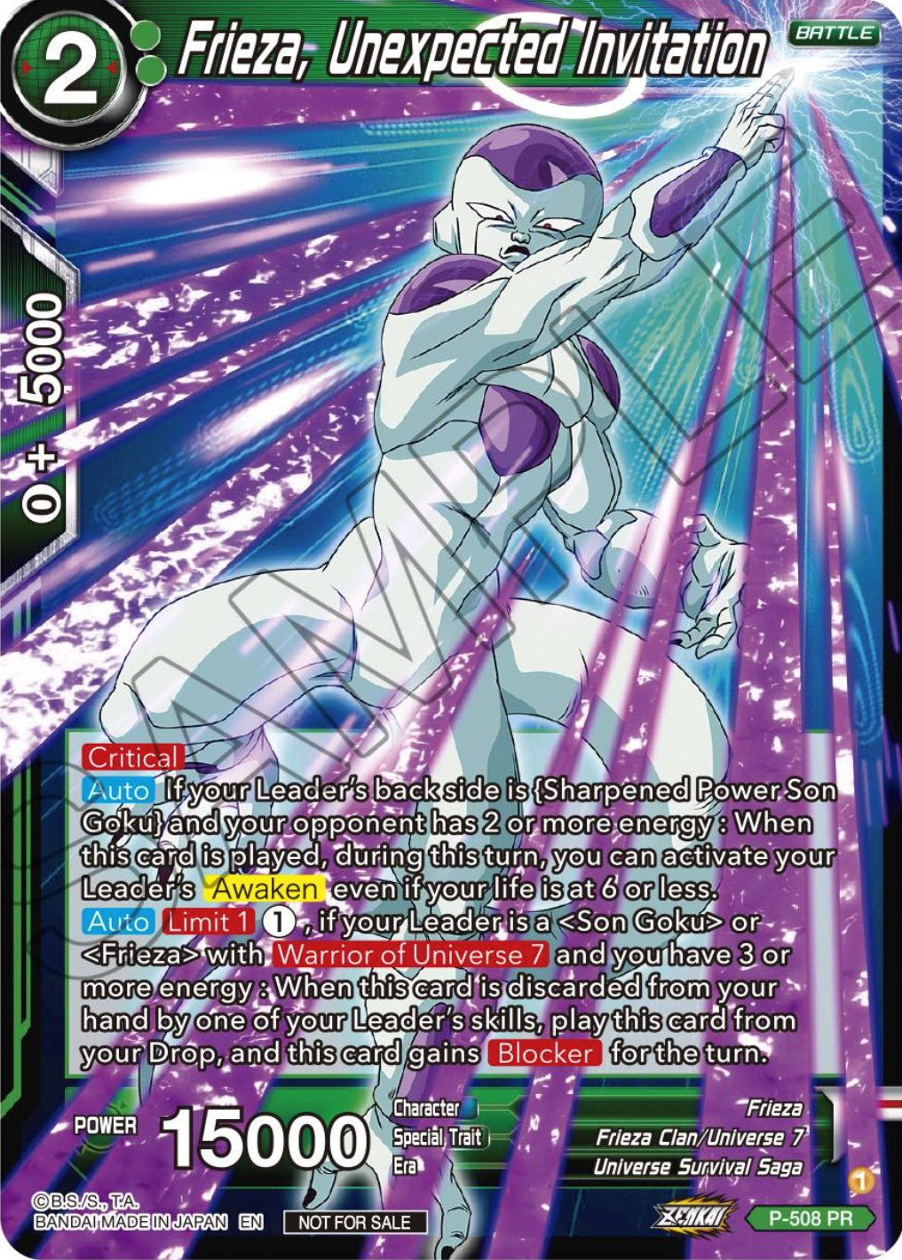 Frieza, Unexpected Invitation (Zenkai Series Tournament Pack Vol.4) (P-508) [Tournament Promotion Cards] | Enigma On Main