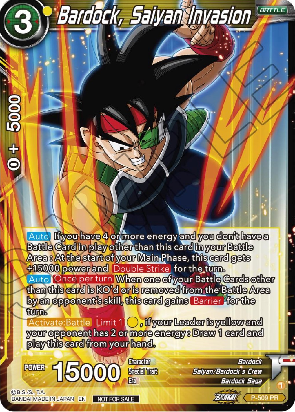 Bardock, Saiyan Invasion (Zenkai Series Tournament Pack Vol.4) (P-509) [Tournament Promotion Cards] | Enigma On Main