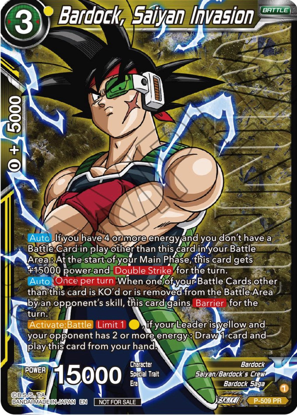 Bardock, Saiyan Invasion (Zenkai Series Tournament Pack Vol.4 Winner) (P-509) [Tournament Promotion Cards] | Enigma On Main