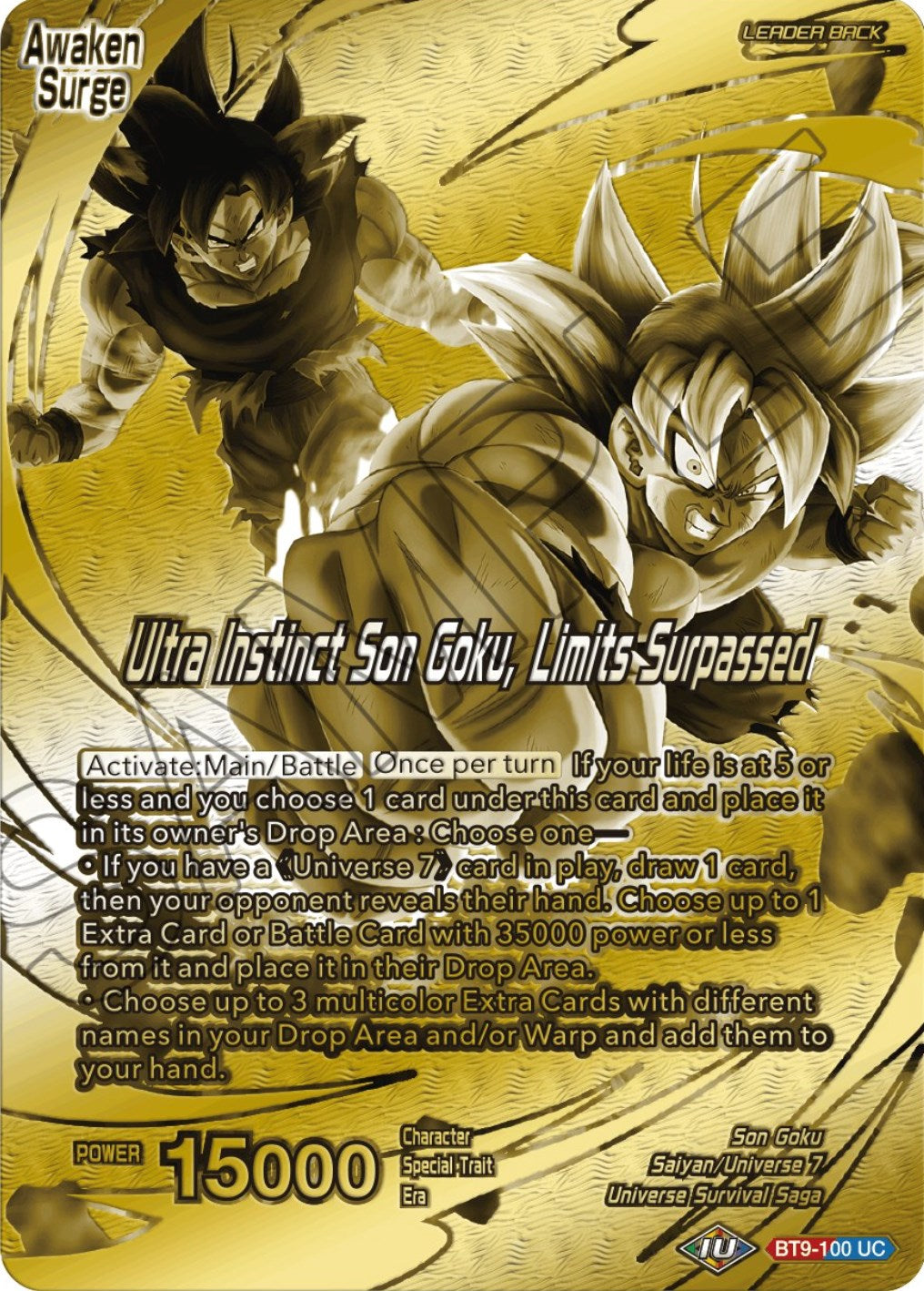 Son Goku // Ultra Instinct Son Goku, Limits Surpassed (Championship 2023 Golden Card Vol.2, Version 1) (BT9-100) [Tournament Promotion Cards] | Enigma On Main